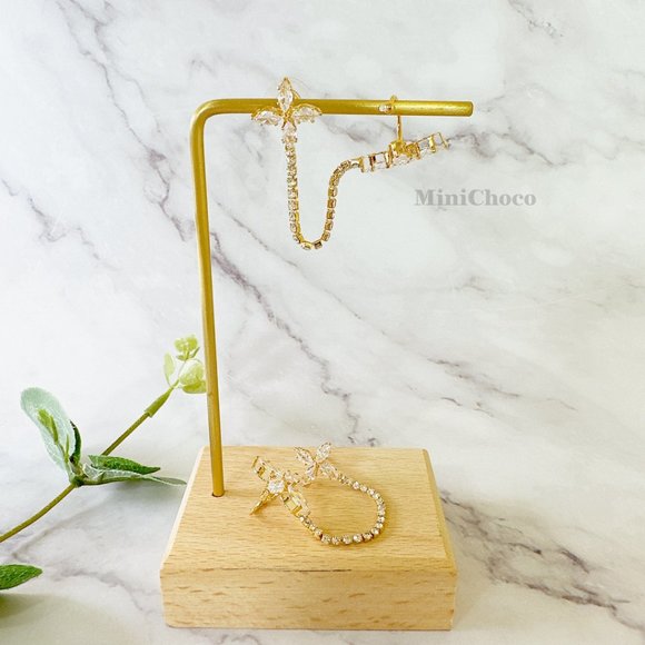 Cubic Zirconia Flower Cuff Earrings - Picture 7 of 9